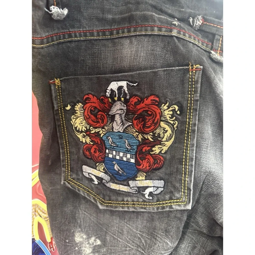 Vintage Y2K Deadstock Akademiks Baggy Embroidered Crest Jeans Hip Hop Style 42